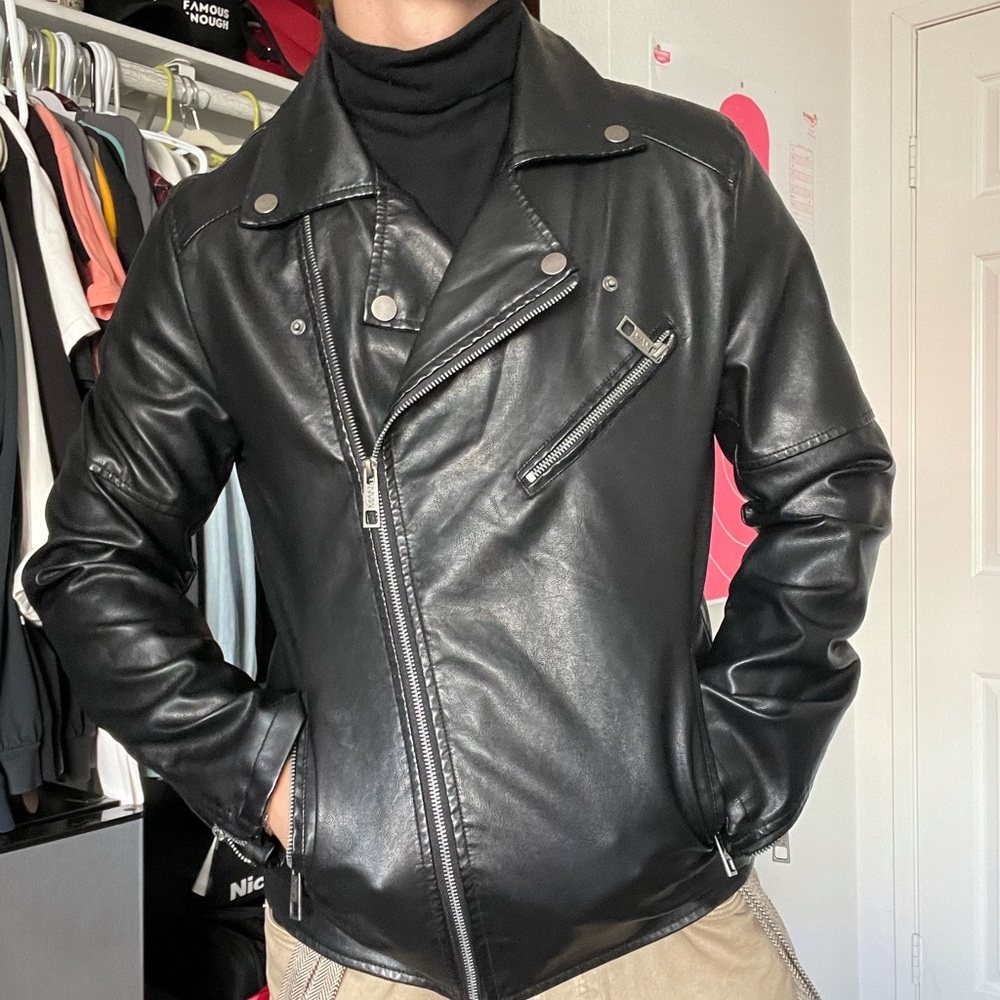 Black leather jacket